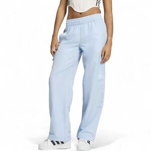 Adidas Essentials Woven Cargo Pants Womens Medium Sky Blue Wide Leg NEW w/ Tag‎